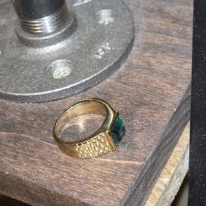 Gold Rolex ring With Green Gem